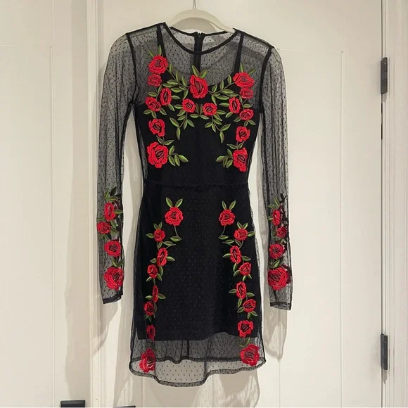 Lovers + Friends x Revolve Morella Black Lace Rose Dress - Picture 5 of 9